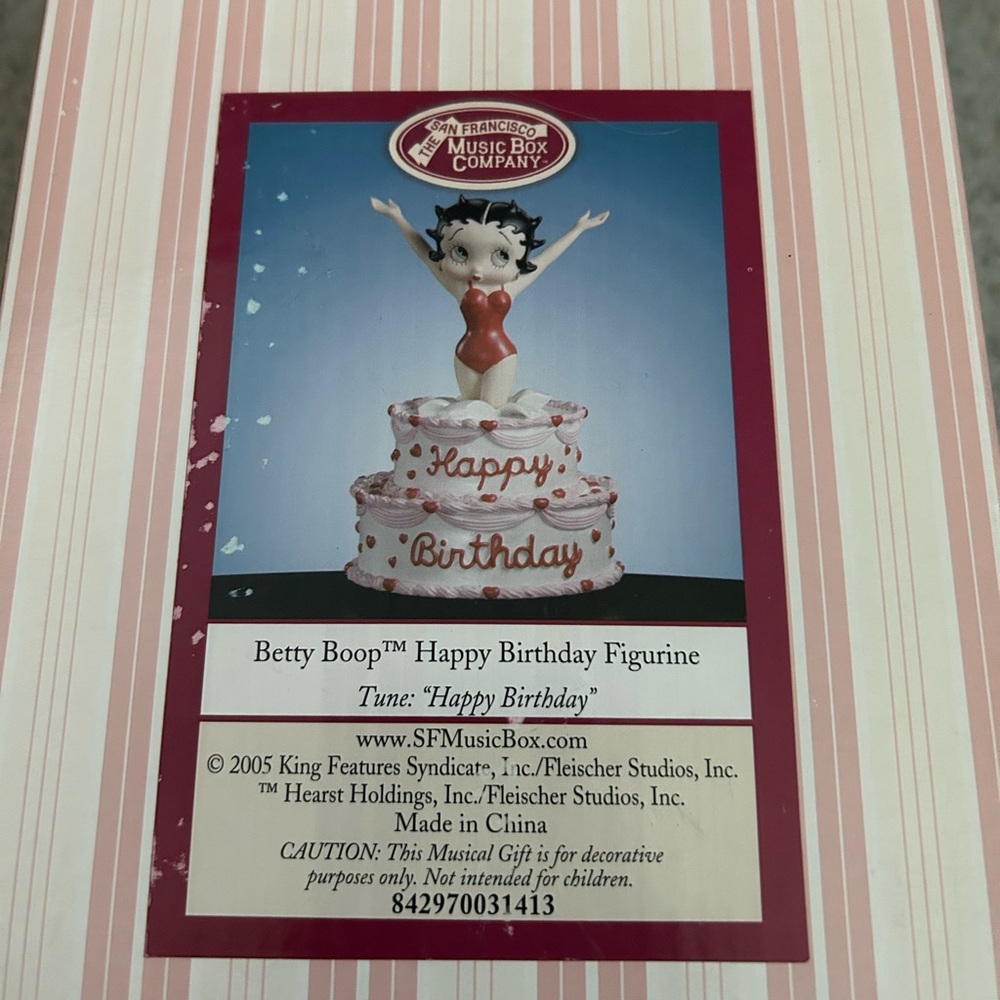 Betty Boop Happy Birthday Cake Music Box San Francisco Company 2005 Figurine - Picture 2 of 12